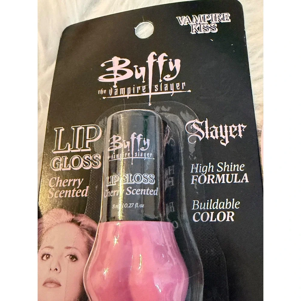 Buffy the Vampire Slayer Lip Gloss and Heart Lip Balm Keychain Set Cherry Scent